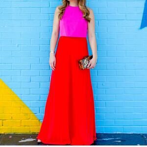 NWOT $328 Jill Jill Stuart Colorblock Red and Hot Pink Long Dress Size 4